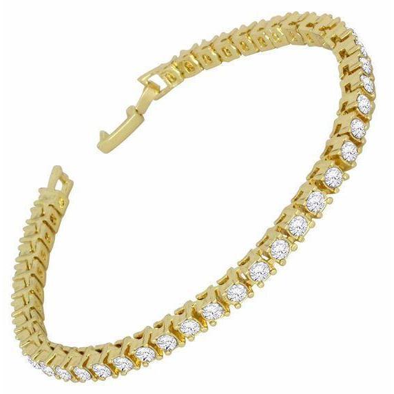 Bracciale Da Tennis In Oro Giallo 14K Con Naturale Diamanti Da Donna. 8.10 Carati. Gioielleria Raffinata