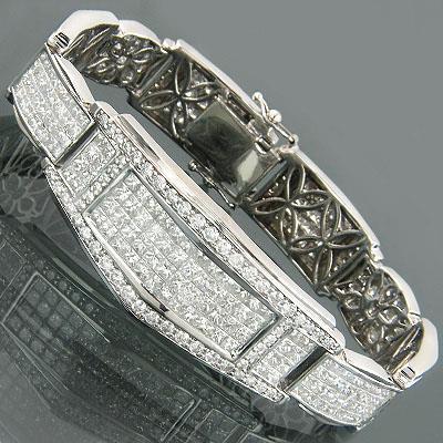 Bracciale Da Uomo Con Genuino Diamanti A Taglio Rotondo E Principessa Da 16.50 Carati