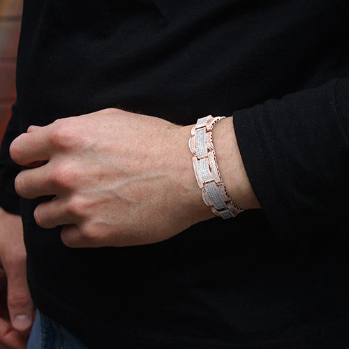 Bracciale Da Uomo Con Genuino Diamanti Taglio Princess Da 20 Carati