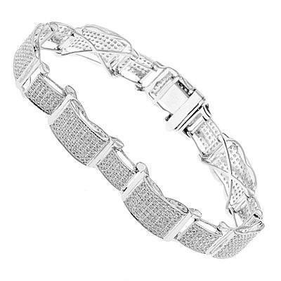 Bracciale Da Uomo Con Naturale Diamanti Piccoli 16 Carati In Oro Bianco 14K