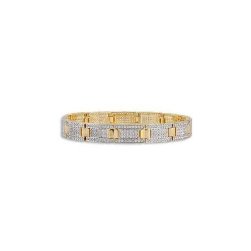 Bracciale Da Uomo Con Naturale Diamanti Taglio Brillante Scintillante 10.50 Carati YG 14K
