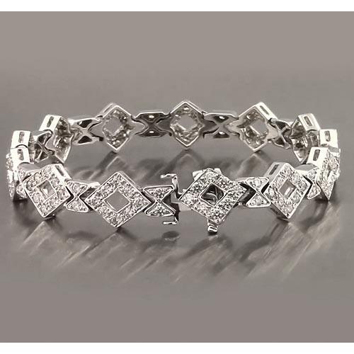 Bracciale Da Uomo In Oro Bianco Con Vero Diamanti. 3.50 Carati. Gioielli Novità