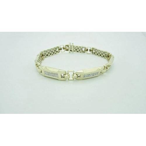 Bracciale Da Uomo In Oro Giallo 14K . Con Vero Diamanti Taglio Rotondo 6 Carati