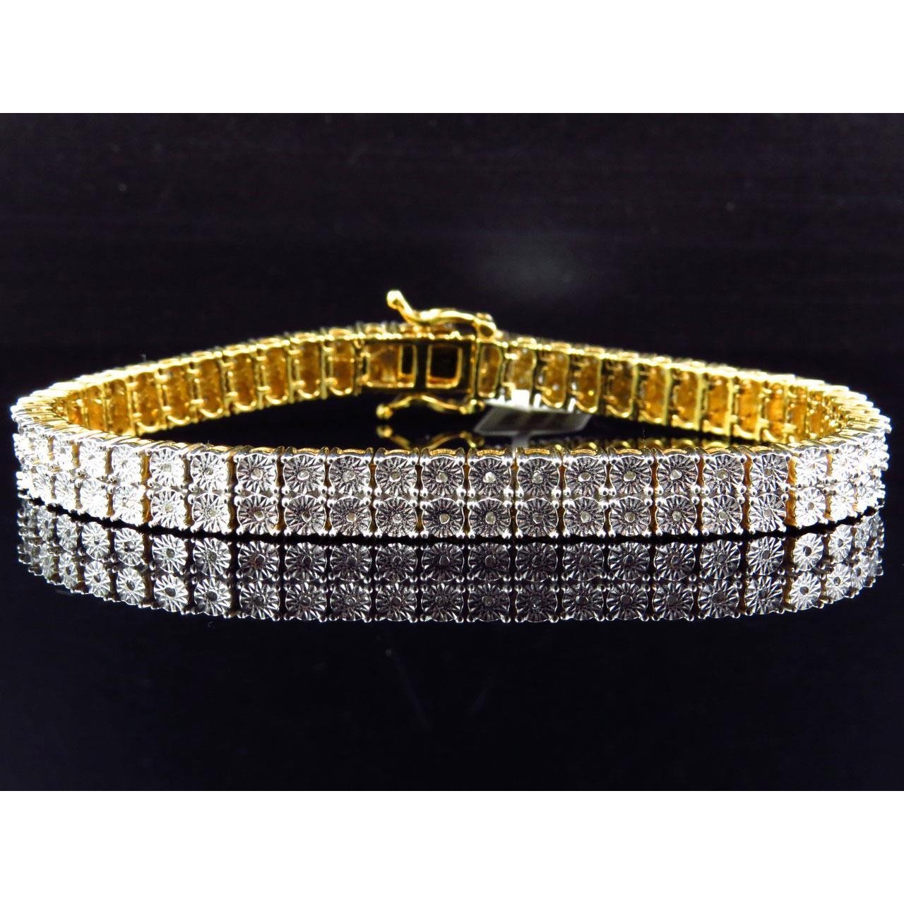 Bracciale Da Uomo In Oro Giallo 14K Con Vero Diamanti Naturali Taglio Rotondo 2 Carati