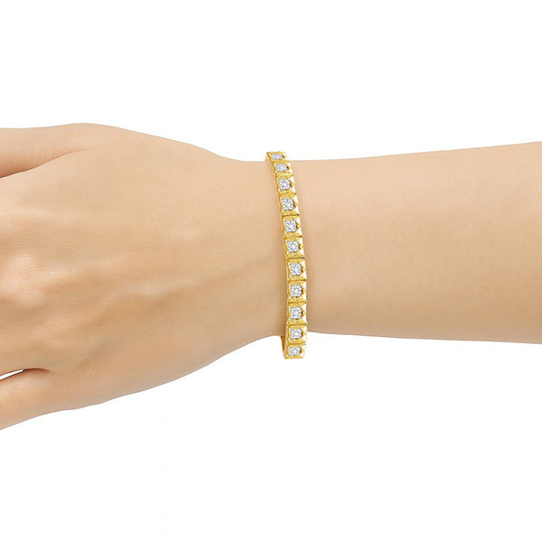 Bracciale Da Uomo Quadrato Con Vero Diamanti 5 Carati In Oro Giallo 14K