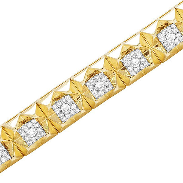 Bracciale Da Uomo Quadrato Con Vero Diamanti 5 Carati In Oro Giallo 14K