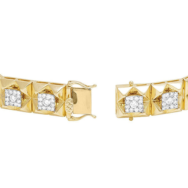 Bracciale Da Uomo Quadrato Con Vero Diamanti 5 Carati In Oro Giallo 14K