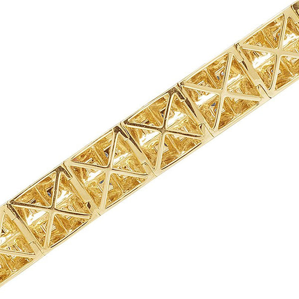 Bracciale Da Uomo Quadrato Con Vero Diamanti 5 Carati In Oro Giallo 14K