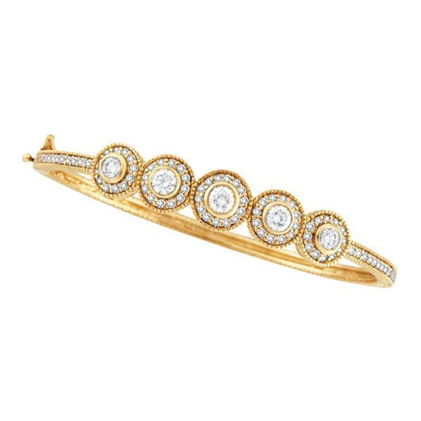 Bracciale Di Design Con Naturale Diamanti Da 2,57 Carati In Oro Giallo 14K