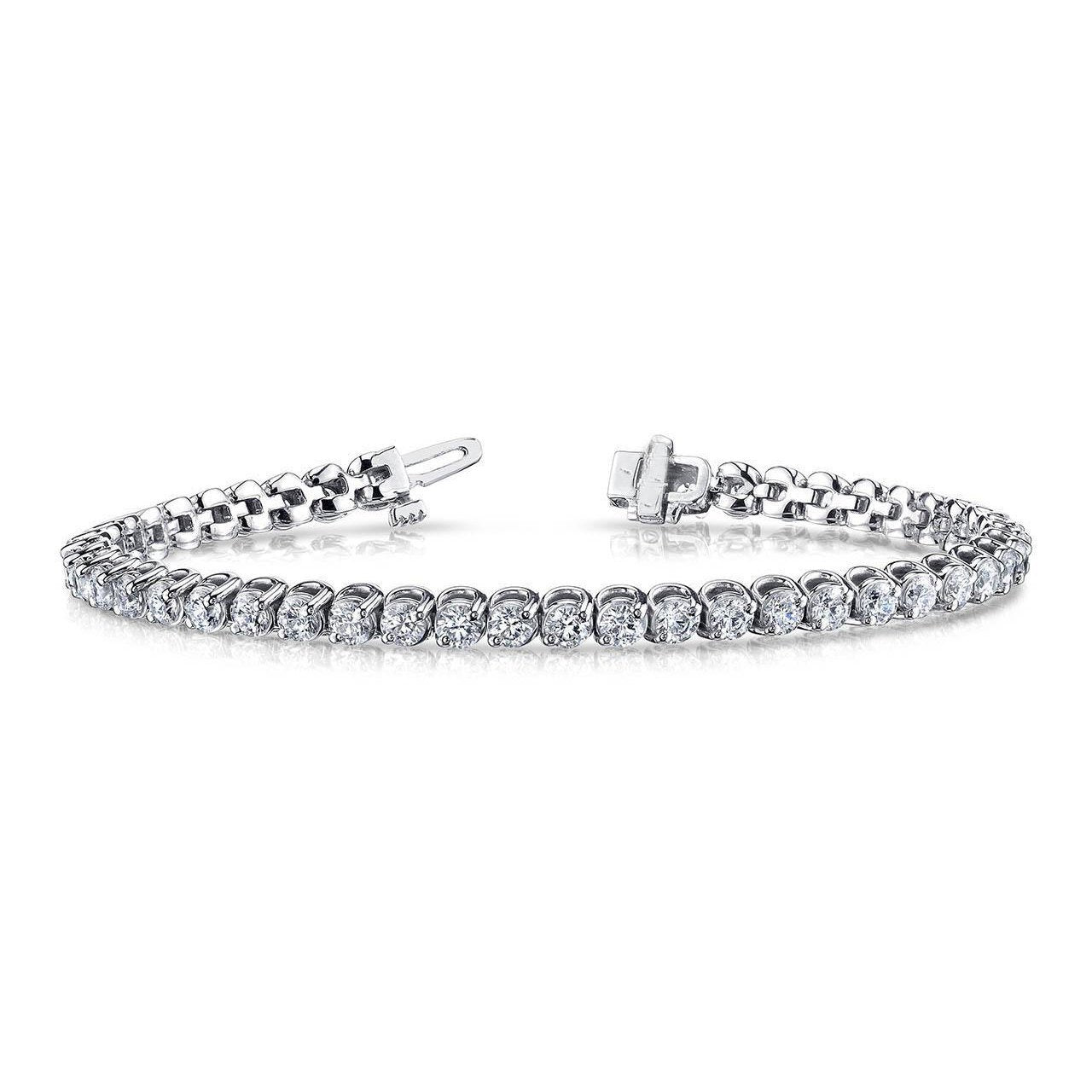 Bracciale In Oro Bianco Massiccio 14K Con Naturale Diamanti A Taglio Rotondo Da 7.36 Carati
