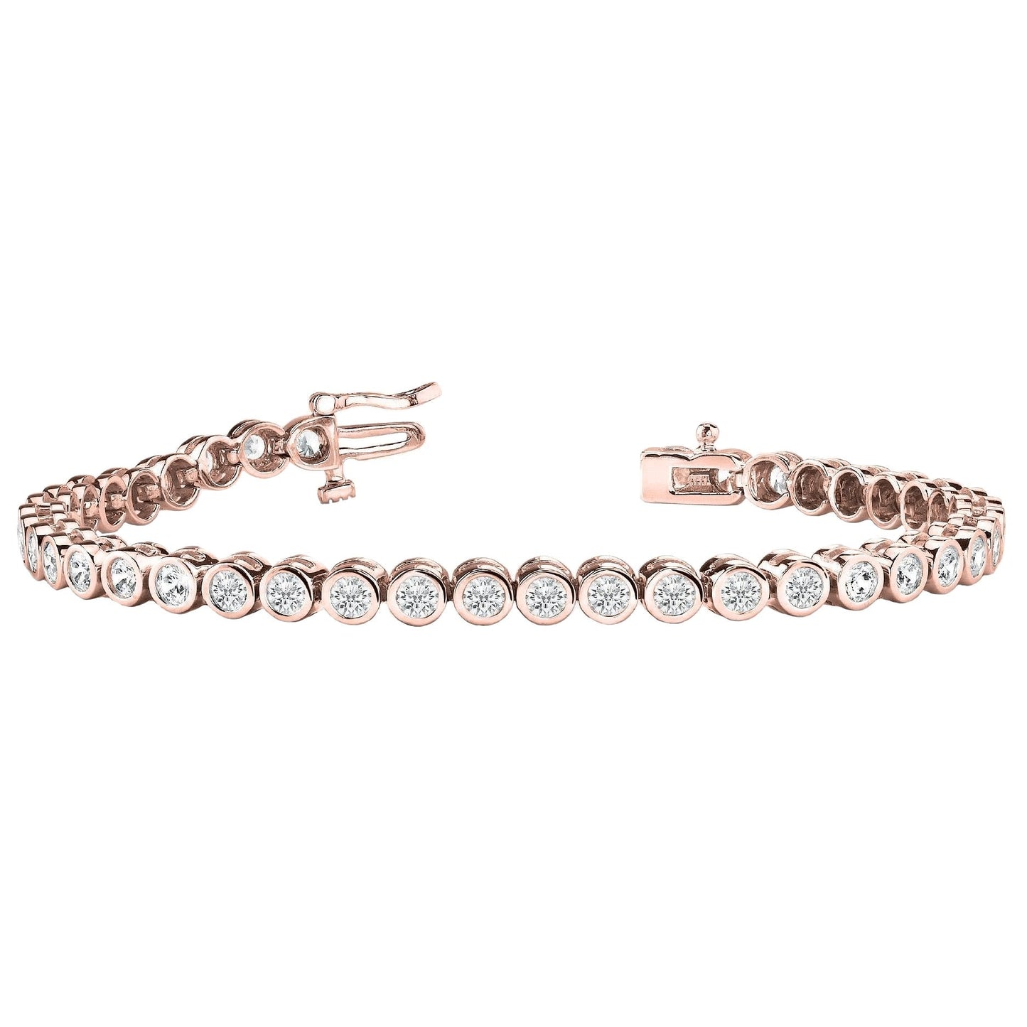 Bracciale In Oro Rosa 14K Con Castone Da 5.60 Carati Con Vero Diamanti A Taglio Rotondo