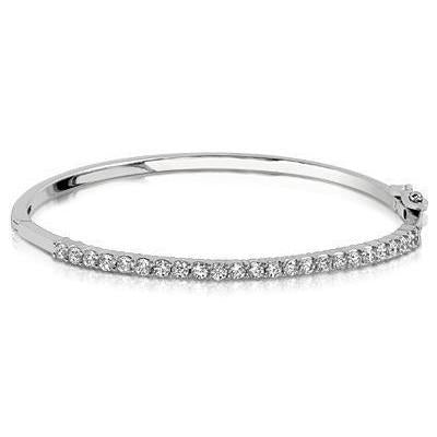 Bracciale Rigido Con Naturale Diamanti Taglio Rotondo 2,40 Carati In Oro Bianco 14K