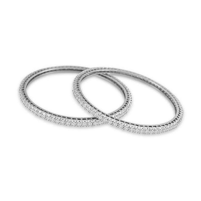 Bracciale Rigido Da Donna Con Naturale Diamanti Tondi Da 4 Carati In Oro Bianco 14K