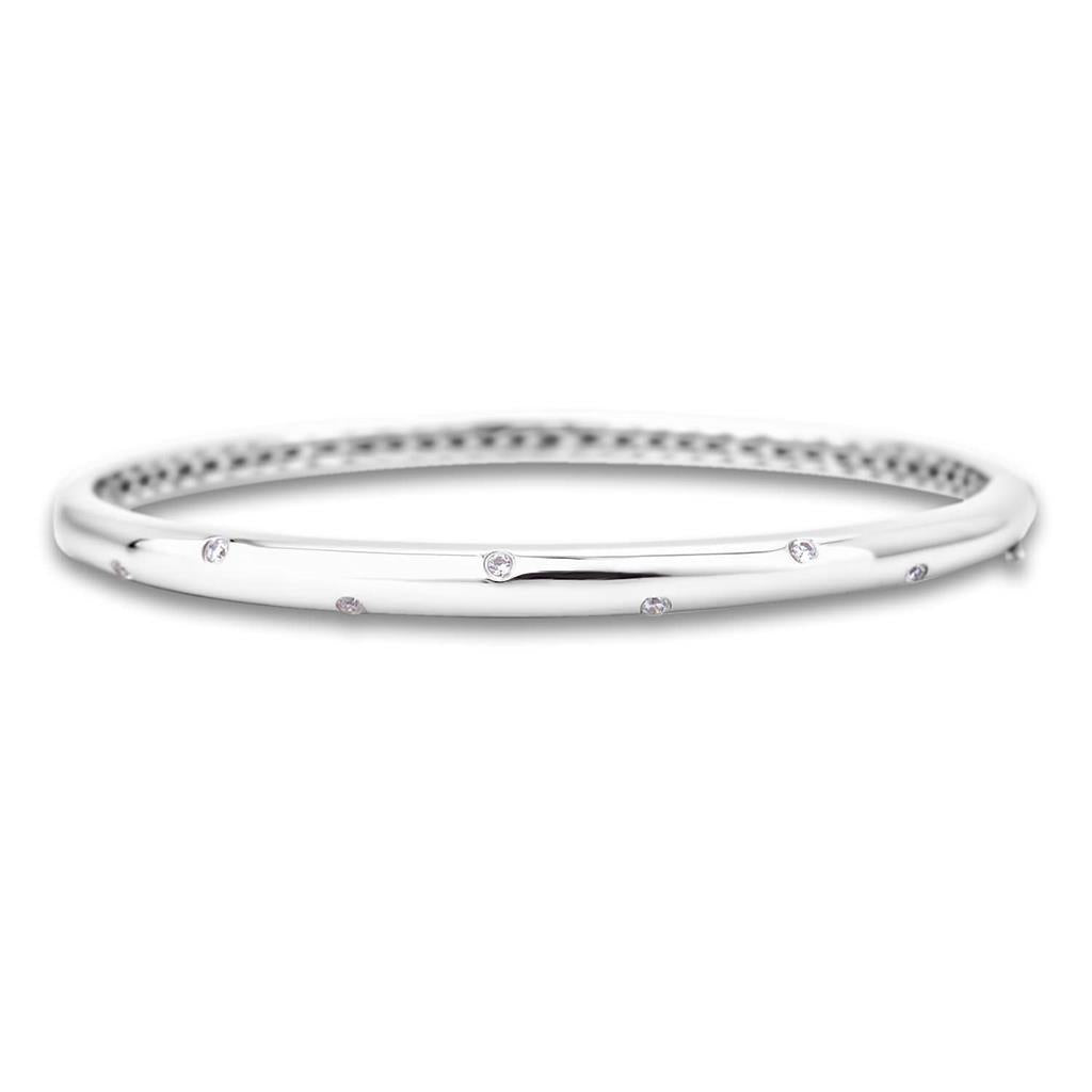Bracciale Rigido Da Donna Con Vero Diamanti Taglio Rotondo 1.50 Carati Oro Bianco 14K