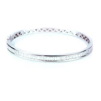 Bracciale Rigido Da Donna In Oro Bianco 14K Con Naturale Diamanti Baguette Da 2,45 Ct