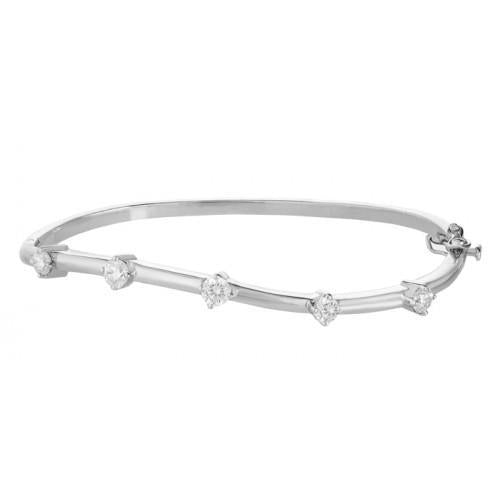 Bracciale Rigido In Oro Bianco 14K Con Genuino Diamanti A Taglio Rotondo Da 2,50 Ct