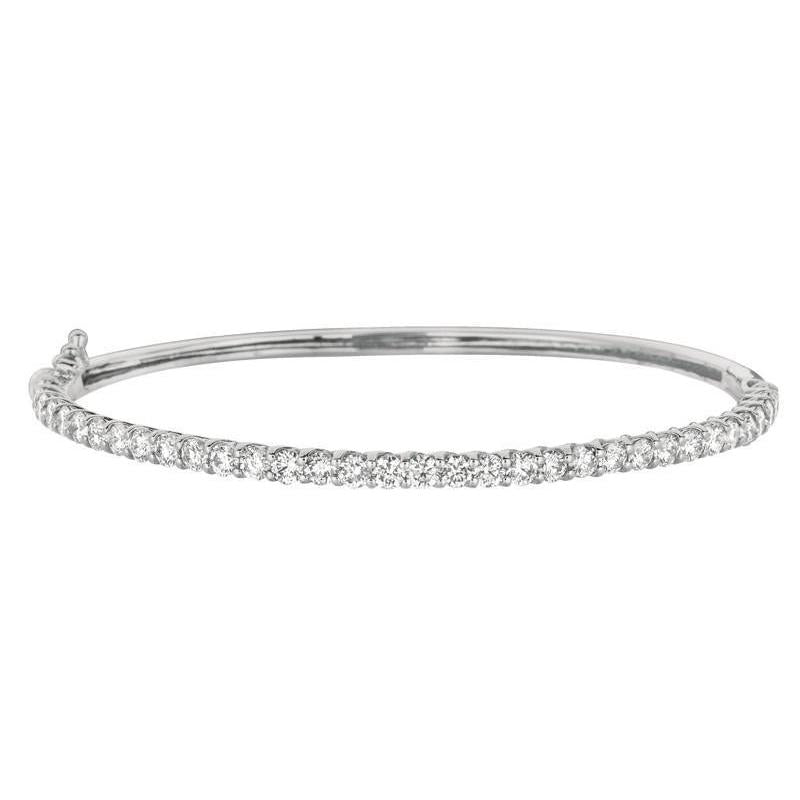 Bracciale Rigido In Oro Bianco 14K Con Gioielli In Naturale Diamanti Tondi 4 Carati