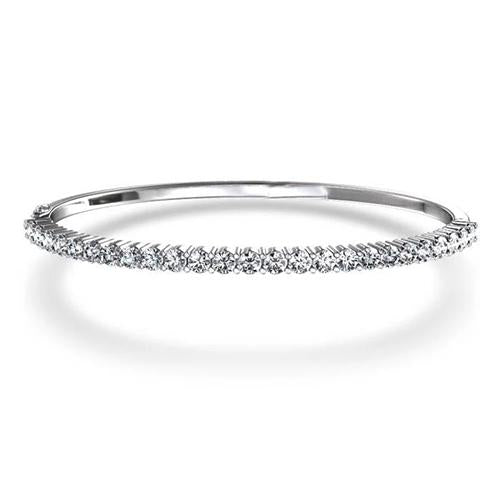 Bracciale Rigido In Oro Bianco 14K Con Vero Diamanti Rotondi 5 Ct