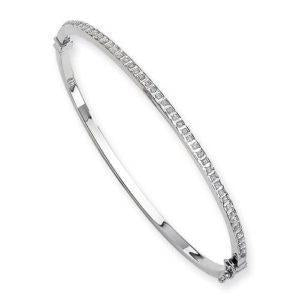 Bracciale Rigido In Oro Bianco 14K Con Vero Diamanti Rotondi Da 2,20 Ct