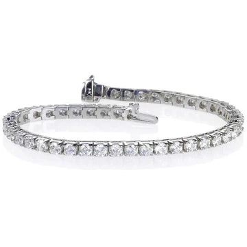 Bracciale Tennis 14K White Gold Vero Diamante Taglio Brillante Tondo 8.10 Carati