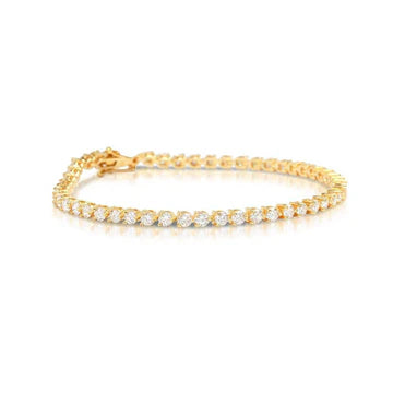 Bracciale Tennis 14K YG 6 Carati Scintillanti Brillanti Tondi Vero Diamanti