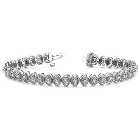 Bracciale Tennis 4 Carati Con Vero Diamanti Taglio Rotondo Piccolo Oro Bianco 14K