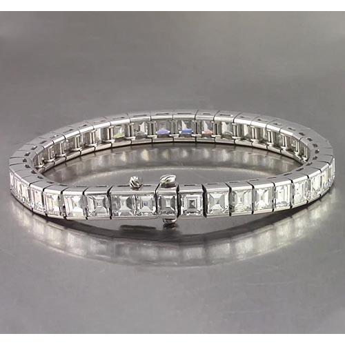 Bracciale Tennis Asscher Con Genuino Diamanti 26.65 Carati Gioielli In Oro Bianco Novità
