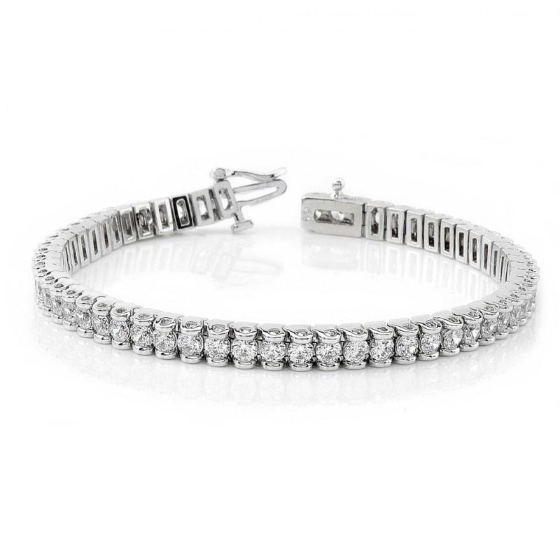 Bracciale Tennis Basic In Oro Bianco 14K Genuino Diamanti 3.50 Carati