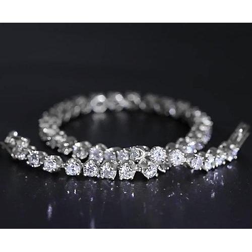Bracciale Tennis Con Naturale Diamanti. Set Di Punte In Oro Bianco 14K Da 8.60 Carati