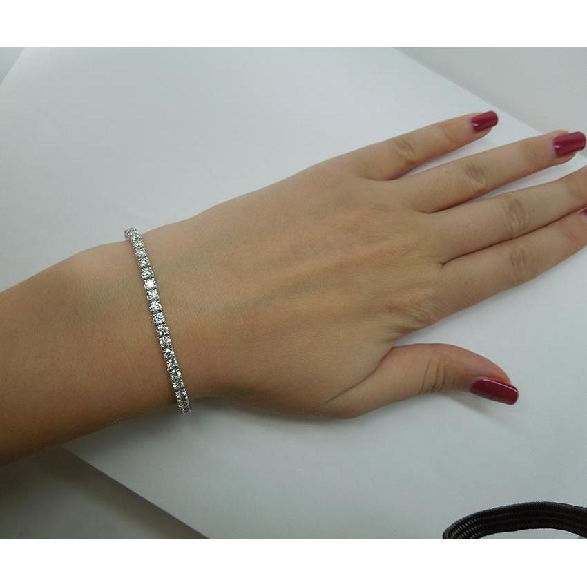 Bracciale Tennis Con Naturale Diamanti 11 Carati In Oro Bianco 14K
