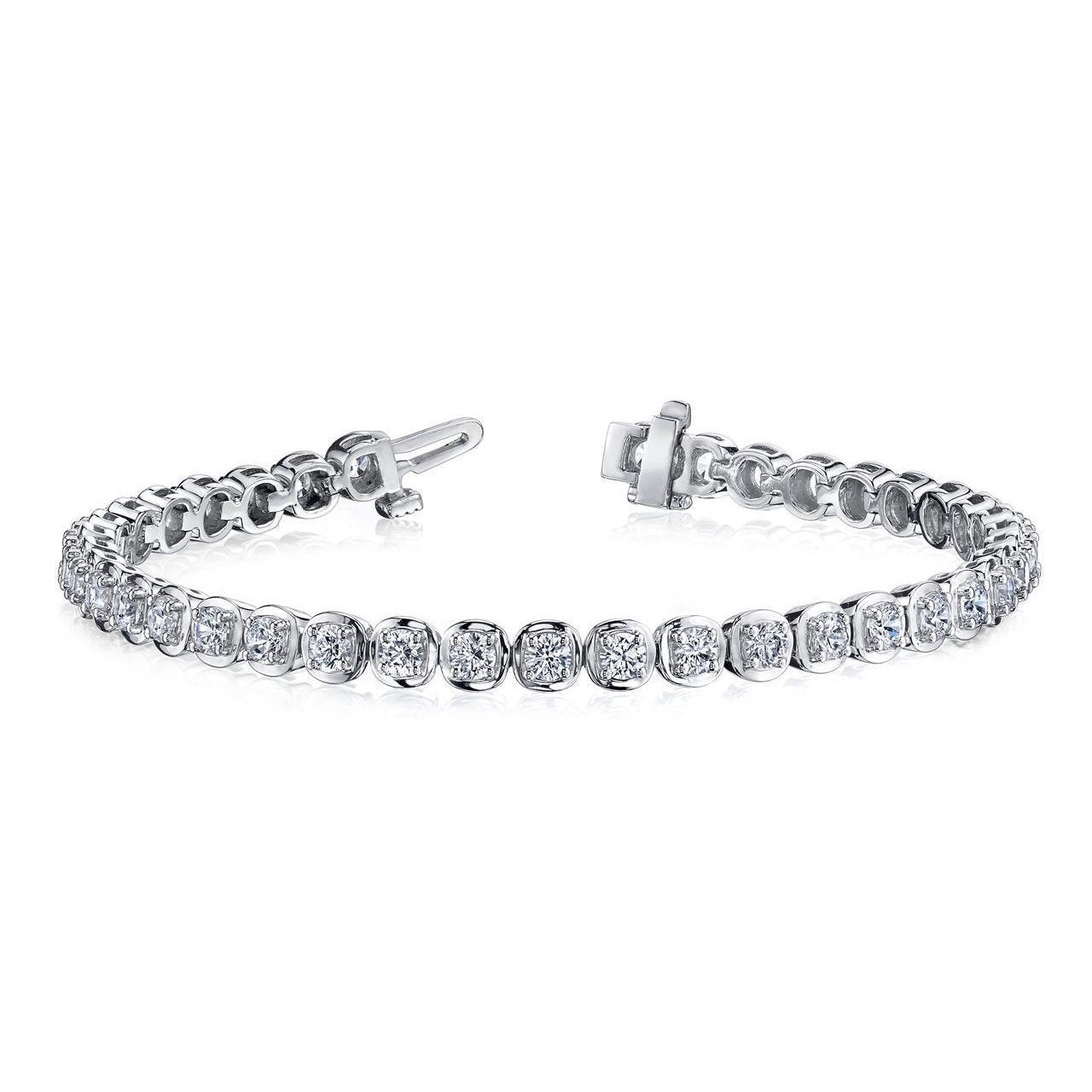 Bracciale Tennis Con Naturale Diamanti 5,85 Ct. 39 Pietre Tonde WG 14K