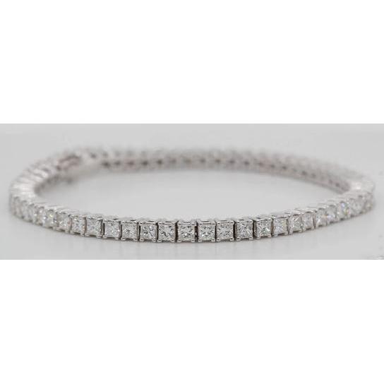 Bracciale Tennis Con Naturale Diamanti Princess Da 9 Carati E Oro Bianco 14K