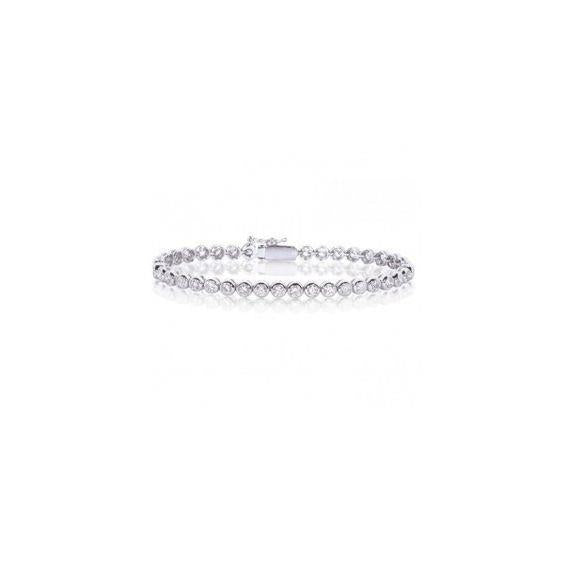 Bracciale Tennis Con Naturale Diamanti Rotondi Oro Bianco Massiccio 14K 7 Carati