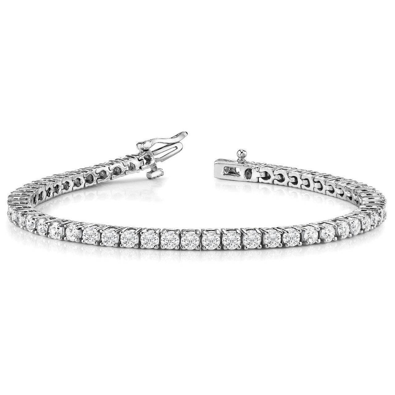 Bracciale Tennis Con Naturale Diamanti Scintillanti Rotondi Da 9,90 Carati E Oro Bianco 14K