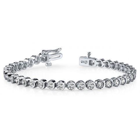 Bracciale Tennis Con Naturale Diamanti Tondi Da 5,55 Ct E Oro Bianco 14K
