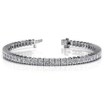 Bracciale Tennis Con Vero Diamanti Scintillanti Taglio Principessa 11 Carati WG 14K