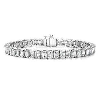 Bracciale Tennis Con Vero Diamanti Taglio Smeraldo Gioielli Da Donna 10 Carati WG 14K