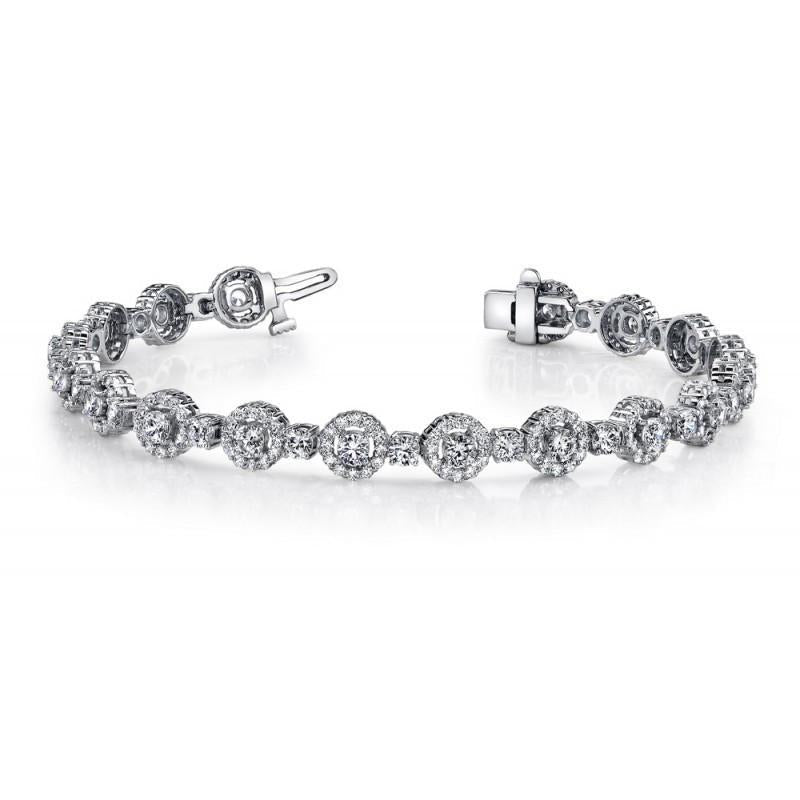 Bracciale Tennis Con Vero Diamanti Tondi Bianchi Oro 14K 9.40 Carati