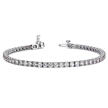 Bracciale Tennis Con Vero Diamanti Tondi Oro Bianco Splendido 5.05 Carati