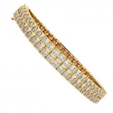 Bracciale Tennis Da 20 Ct Con Naturale Diamanti Taglio Princess Incastonati In Oro Giallo 14K