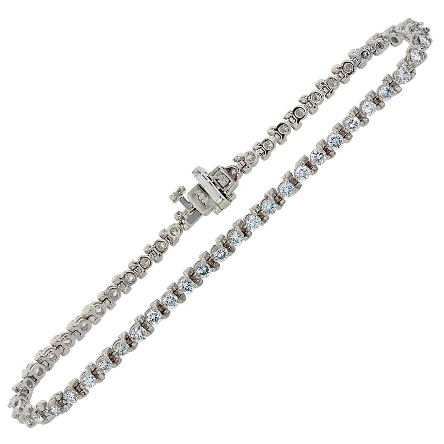Bracciale Tennis Da 3.30 Carati Con Piccoli Naturale Diamanti Taglio Brillante WG 14K