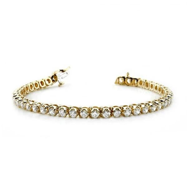 Bracciale Tennis Da 6.45 Carati Con Genuino Diamanti Rotondi Incastonati In Oro Giallo 14K