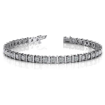 Bracciale Tennis Da 8 Carati Con Vero Diamanti A Taglio Rotondo Oro Bianco 14K