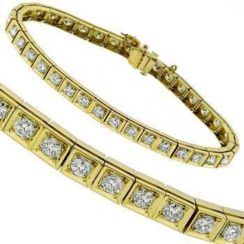 Bracciale Tennis Da Donna Con Vero Diamanti Taglio Rotondo. Oro Giallo 5.40 Carati 14K