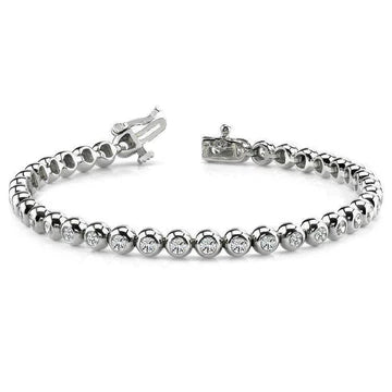 Bracciale Tennis Da Donna Con Vero Diamanti Tondi In Oro Bianco 14K Gioielli 17.10 Ct