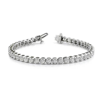 Bracciale Tennis Da Donna Con Vero Diamanti Tondi In Oro Bianco Massiccio 14K 10.50 Ct