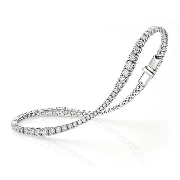 Bracciale Tennis Da Donna In Oro Bianco 14K Con Vero Diamanti Taglio Brillante 5 Ct