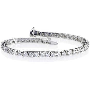 Bracciale Tennis Da Donna In Oro Bianco Massiccio Con Naturale Diamanti Tondi Da 6 Ct