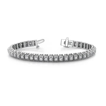 Bracciale Tennis Diamante 4.40 Carati Vero Diamanti Oro Bianco 14K