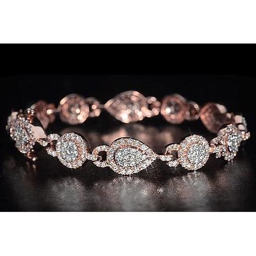Bracciale Tennis Donna 10 Carati Gioielli In Oro Rosa Con Naturale Diamanti